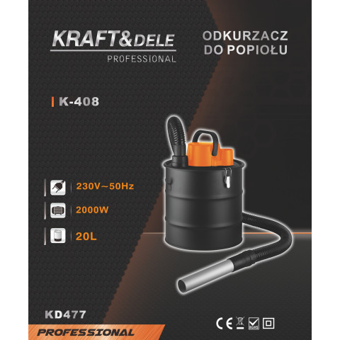 Пилосос для попелу KRAFT&DELE 2000W 20L (KD477)