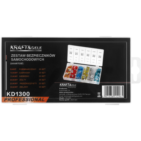 Автомобільні запобіжники KRAFT&DELE 5-30A, 120 шт. (KD1300)