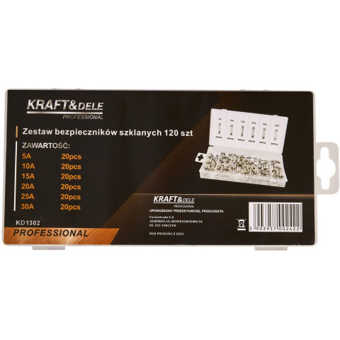 Скляні запобіжники KRAFT&DELE 120 шт. 5-30A (KD1302)