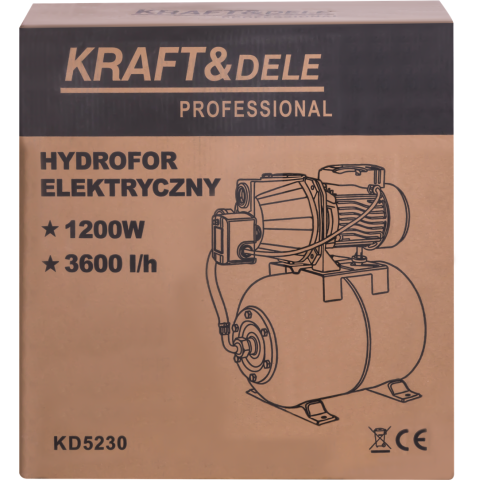 Гідрофор електричний KRAFT&DELE 1200W 3600L/H ZBIORNIK 24L (KD5230)