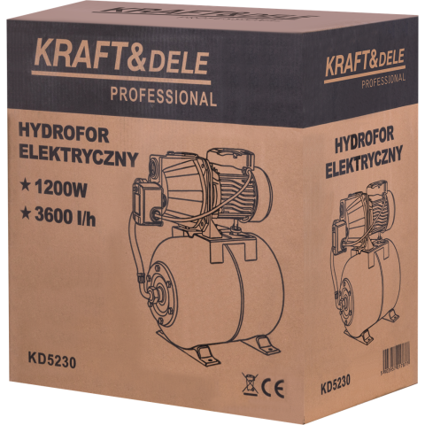 Гідрофор електричний KRAFT&DELE 1200W 3600L/H ZBIORNIK 24L (KD5230)