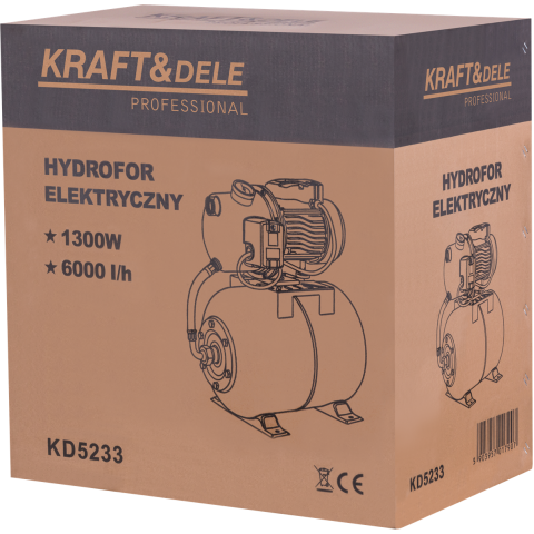 Гідрофор електричний KRAFT&DELE HYDROFOR 1300W 6000L/H ZBIORNIK 50L (KD5233)