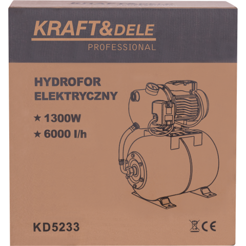 Гідрофор електричний KRAFT&DELE HYDROFOR 1300W 6000L/H ZBIORNIK 50L (KD5233)