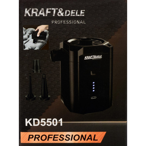 Акумуляторний насос KRAFT&DELE 5500mAh з USB-C зарядкою та насадками (KD5501)