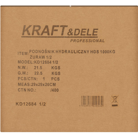 Гідравлічний підйомник-журавль KRAFT&DELE HDS 1000кг (KD12684_2K)