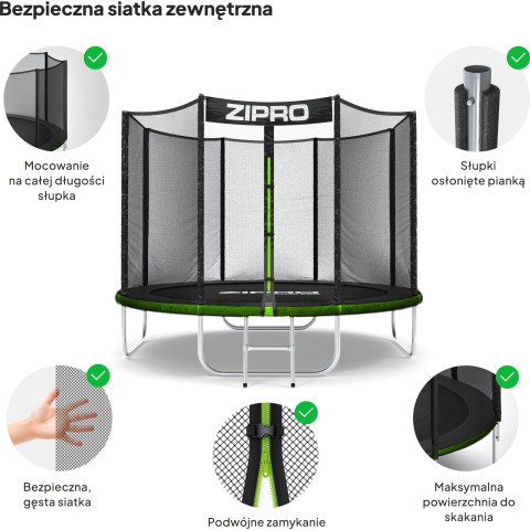 Садовий батут Zipro Jump Pro з зовнішньою сіткою 8FT 252см (979602)