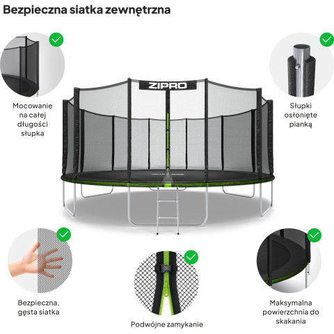 Садовий батут Zipro Jump Pro з зовнішньою сіткою 16FT 496см (1600646)