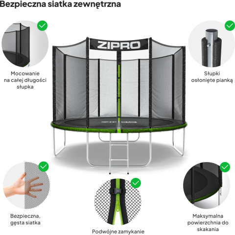 Садовий батут Zipro Jump Pro з зовнішньою сіткою 10FT 312см (1600651)