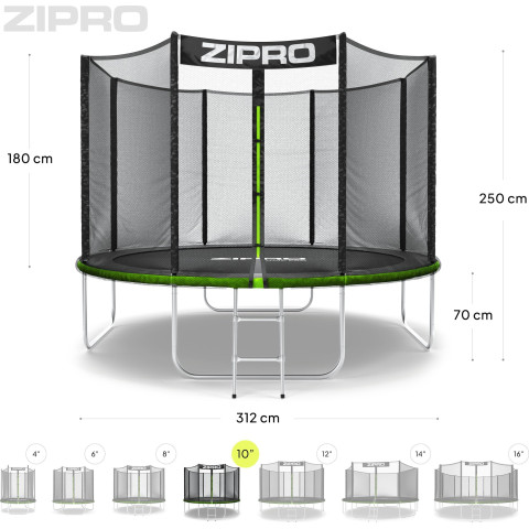 Садовий батут Zipro Jump Pro з зовнішньою сіткою 10FT 312см (1600651)