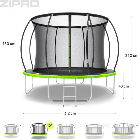 Садовий батут Zipro Jump Pro Premium з внутрішньою сіткою 10FT 312см (5941402)