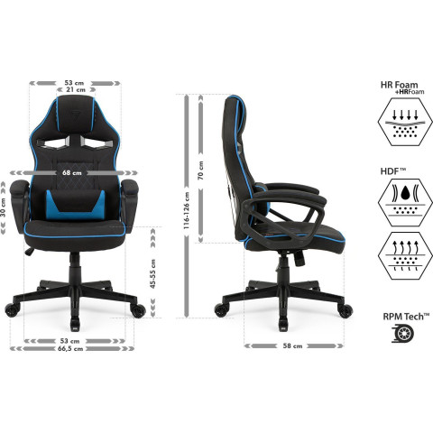 Геймерське крісло ігрове SENSE7 Knight тканинне чорно-синє (8882864)