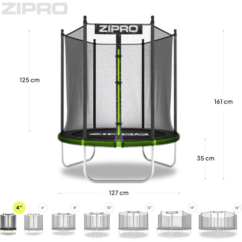 Дитячий садовий батут Zipro Jump Pro OUT з зовнішньою сіткою 4FT 127см (12578742)