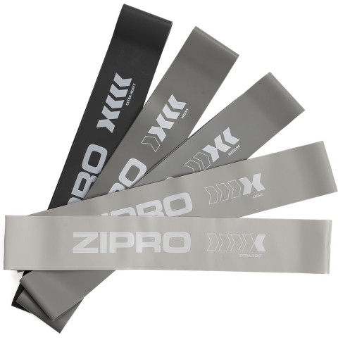 Еспандери Zipro Mini Band Latex різні рівні опору в наборі сірий 5 шт. (13112322)