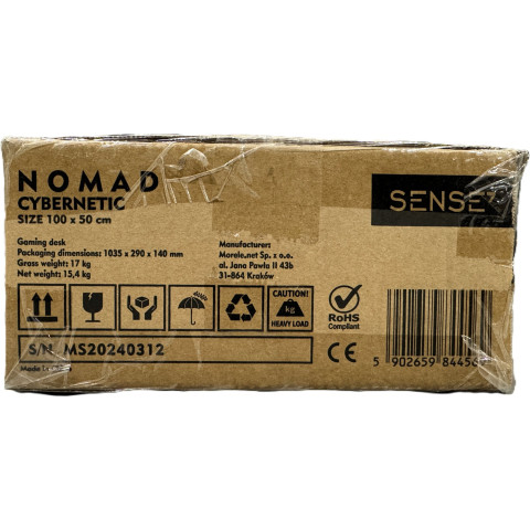 Стіл для геймерів SENSE7 Nomad Cybernetic Чорний 100x50 см (13147300)