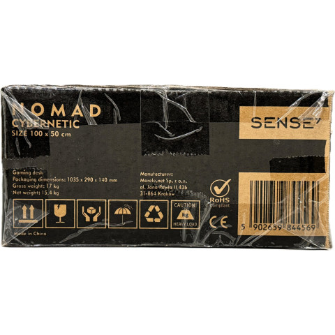 Стіл для геймерів SENSE7 Nomad Cybernetic Чорний 100x50 см (13147300)