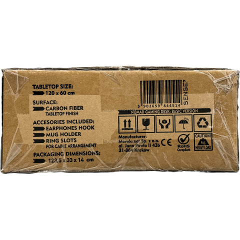 Стіл для геймерів SENSE7 Nomad Basic Чорний 120x60 см (13149227)