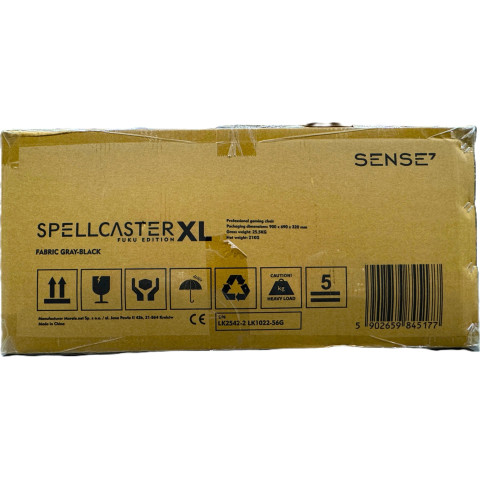 Геймерське крісло SENSE7 Spellcaster FUKU XL тканинне чорно-сіре (13182088)