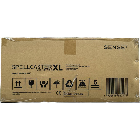 Геймерське крісло SENSE7 Spellcaster FUKU XL тканинне чорно-сіре (13182088)
