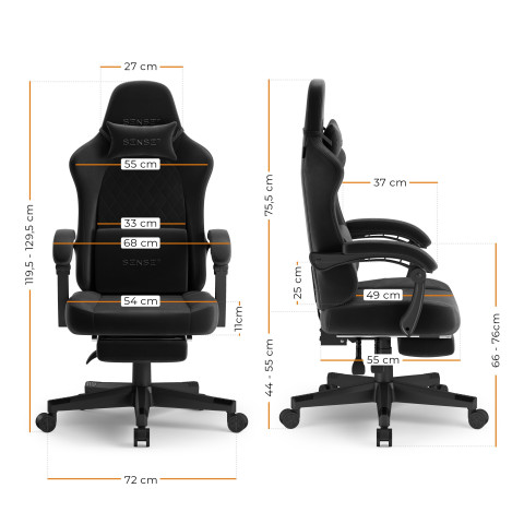 Геймерське крісло SENSE7 DEVON alcantara black (14778601)