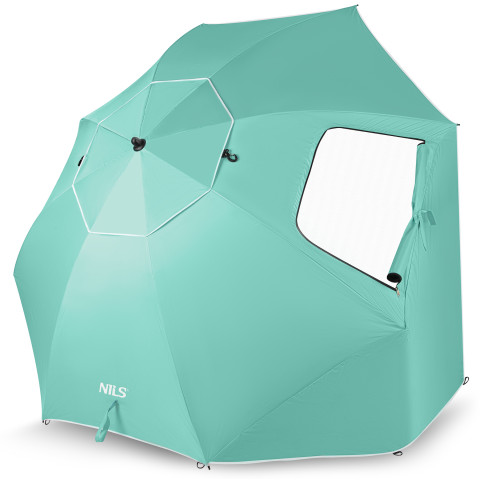 Пляжна парасолька-параван NILS CAMP NC17114 XXL 240 см Зелена (15-02-499)