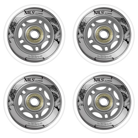 Колеса з підшипниками Nils Extreme PU 64x24 82A 4шт білі + ABEC-7 8шт (16-32-007)