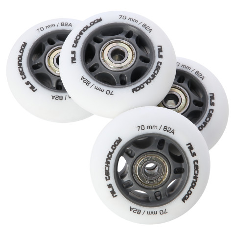 Колеса для роликів NILS EXTREME PU 70x24 82A білі матові (4 шт.) + підшипники ABEC-9 (8 шт.) (16-32-033)