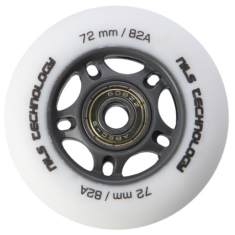 Колеса для роликів NILS EXTREME PU 72x24 82A білі матові (4 шт.) + підшипники ABEC-9 (8 шт.) (16-32-034)
