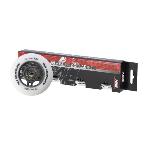 Колеса для роликів NILS EXTREME PU 72x24 82A білі матові (4 шт.) + підшипники ABEC-9 (8 шт.) (16-32-034)