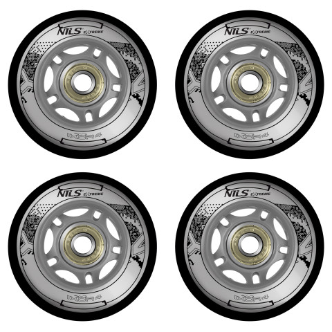 Колеса для роликів NILS EXTREME PU 70x24 82A чорні (4 шт.) + підшипники ABEC-9 (8 шт.) (16-32-041)