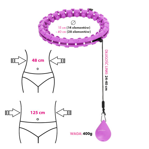 Хула-хуп з обважнювачем HMS HHW12 Plus Size фіолетовий (17-44-620)
