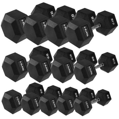 Гантель з фіксованою вагою HMS HEX Pro 60кг (17-66-133)